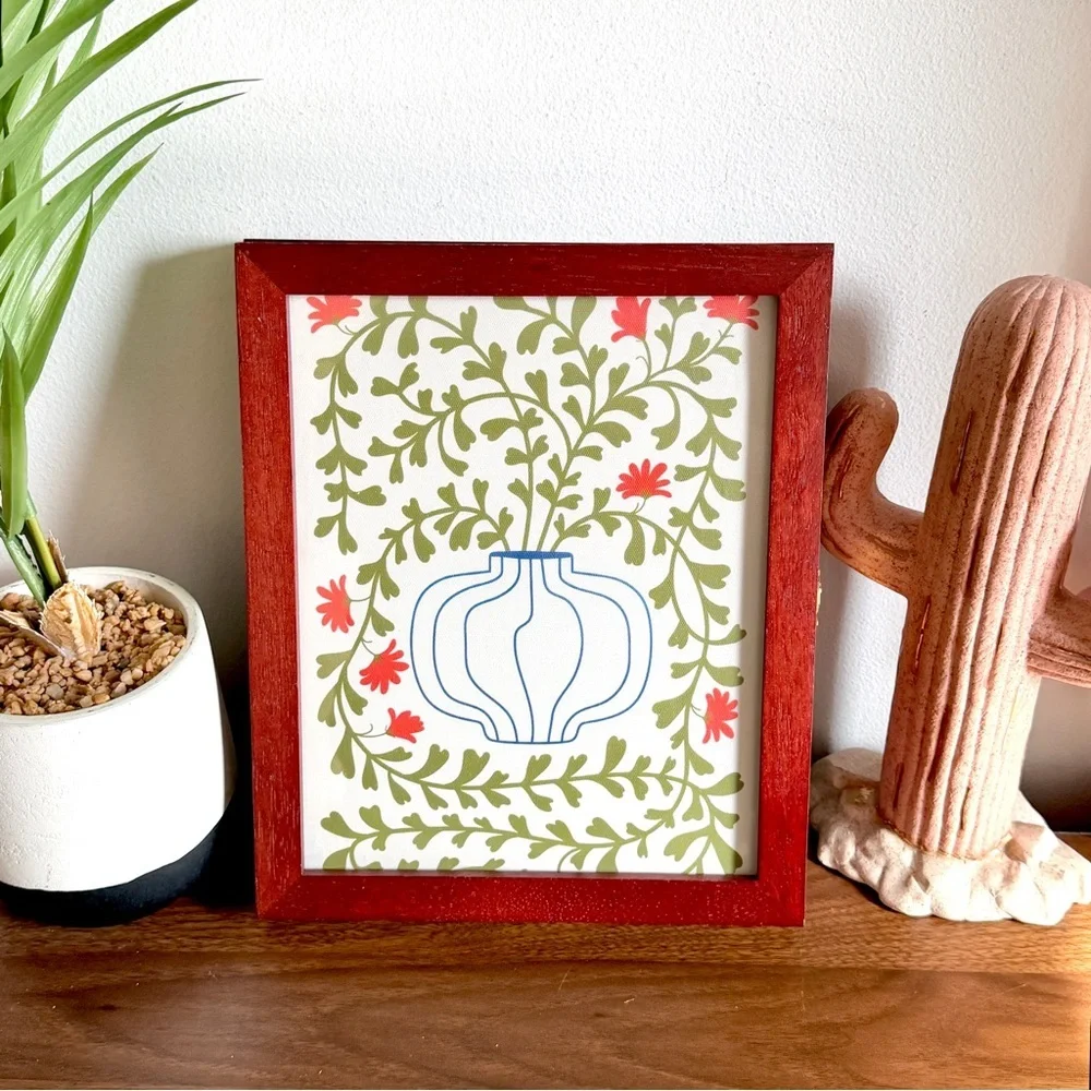 Botanical Framed Stash Box Art Secret Hiding Spot Wall Art Flower Vase Print
